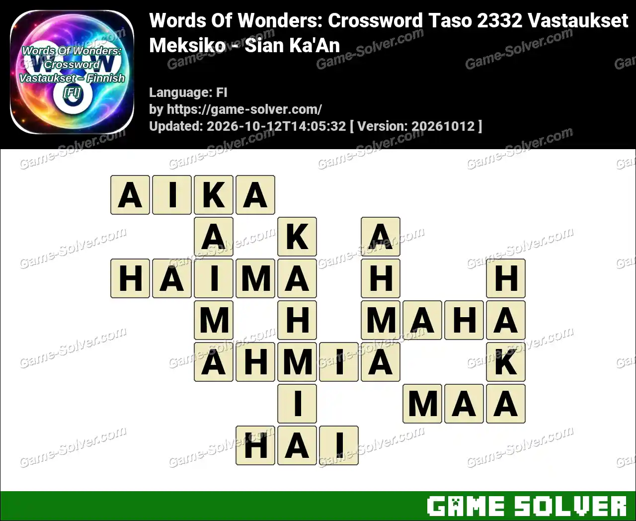 Words Of Wonders: Crossword Taso 2332 Vastaukset – Meksiko – Sian Ka’An